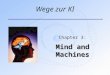 Wege zur KI Chapter 3: Mind and Machines. Inhalt n Einleitung n Was ist Intelligenz? n Intelligenz-Tests n Leib-Seele-Problem n Quanten-Theorie n Was