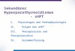 1 I.Physiologie und Pathophysiologie II.Folgen des sHPT III.Therapieziele und Therapieansätze IV.Zusammenfassung Sekundärer Hyperparathyreoidismus - sHPT