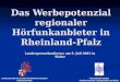 Das Werbepotenzial regionaler Hörfunkanbieter in Rheinland-Pfalz Landespressekonferenz am 9. Juli 2003 in Mainz Transatlantik-Institut Fachhochschule Ludwigshafen