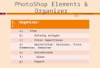 PhotoShop Elements & Organizer 1.)Organizer: a) Pfad b) Katalog anlegen c) Fotos importieren d) Beschriften: Personen, Titel, Kommentar, bewerten e) Korrekturen