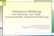 Inklusive Bildung (im Rahmen von SQA - Schulqualität Allgemeinbildung) Prof. Wilfried Prammer, M.A. Pädagogische Hochschule Oberösterreich IKT Forum 7/2015