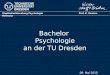 Bachelor Psychologie an der TU Dresden Studienfachberatung Psychologie Prof. P. Kemter-Hofmann 09. Mai 2015