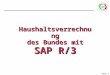 Folie: 1 Haushaltsverrechnung des Bundes mit SAP R/3