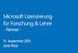 Microsoft Lizenztraining für Forschung & Lehre für Partner