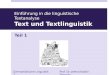 Text und Textlinguistik