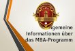 Allgemeine informationen über das mba programm