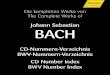 Die kompletten Werke von The Complete Works ofgoodwinshighend.com/music/classical/Bach Hanssler Complete Works... · BWV Number Index BACH. ... speaks to us in the way he combined