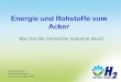 Energie und Rohstoffe vom Acker - bio- · PDF fileEnergie und Rohstoffe vom Acker Was hat die chemische Industrie davon Karl-Heinz Tetzlaff Tetzlaff@h2-patent.eu Leuna, den 23. August