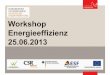 Workshop Energieeffizienz 25.06 - csr.nuernberg.decsr.nuernberg.de/wp-content/.../2013/07/Energieworkshop_Vortraege.pdf · §Projektarbeit mit Tutor-System Trainer §Qualifizierte