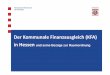 Der Kommunale Finanzausgleich (KFA) in Hessen und seine ... · Hessisches Ministerium der Finanzen 14 2 Vertikale Ermittlung der KFA-Masse Schlüsselmasse (steuerkraftabhängige Verteilung)