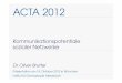 ACTA2012 Bruttel.ppt [Schreibgeschützt] · ACTA 2012 Fast die Hälfte der 14- bis 64-jährigen Bevölkerung ist inzwischen Mitglied in einem sozialen Netzwerk Es nutzen ein soziales