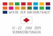 Woche der NacHhalTigkeit · 2019-05-22 · Upcycling-Workshop - Basteln für Familien | AWO Further Hof Dreck weg Tag | Münsterschule Kochduell - Von und für Jugendliche | JT Upside-Down