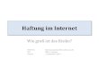 Haftung im Internet - Rechtsanwalt Jan Marschner, …...HAFTUNG IM INTERNET Gästebuch Schutzfähigkeit von Web-Design Zu Eigen machen von Inhalten Dritter Haftungsausschluss auf Website