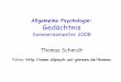 Sommersemester 2008 Thomas Schmidt · Definitionen • Gedächtnis bezeichnet die Information, die mehr oder weniger dauerhaft im Gehirn gespeichert ist • Lernen bezeichnet den