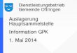 Auslagerung Hauptsammelstelle Information GPK 1. Mai 2014 · 2014. 12. 3. · (Ø 2011/12 ca. 225 Tonnen) Rückvergütung Quartiersammelstellen Glas 21‘500 (ca. 95. -/Tonne) Leerung