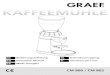 PRODUKTBESCHREIBUNG - GRAEF Onlineshop€¦ · • Nehmen Sie den Kaffeebohnenbehälter ab, Mahlkranz festhalten, Bohnenbehälter nach unten drücken und gegen den Uhrzeiger-10 sinn