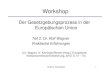 Teil 2: Dr. Rolf Wagner Praktische Erfahrungen · 2015. 5. 31. · Workshop Der Gesetzgebungsprozess in der Europäischen Union Teil 2: Dr. Rolf Wagner Praktische Erfahrungen (Lit.: