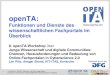 openTA · 2019. 5. 20. · - aufgesetzt mit Typo3 - Responsive Design mit Bootstrap - Es gibt wissenschaftlichen Beirat und Kooperationspartner - Schwerpunkte: Recherchieren, Publizieren,