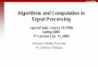 Algorithms and Computation in Signal Processing